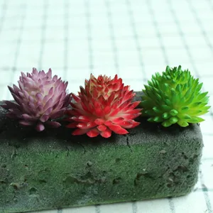 Artificial succulent plant heads flocking DIY fake flower set for home wall decor