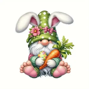 Paas dwerg acryl auto hanger detail, schattig konijnenoor gnoom hangende ornament illustratie.