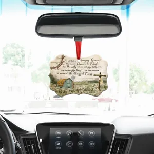 Créatif Pâques acrylique voiture rétroviseur suspendu pendentif rustique croix religieuse