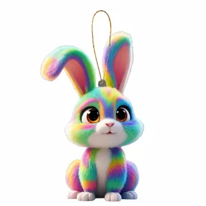 Schattig regenboog konijn auto hangende ornament acryl plat hangend voor feestdagen decor