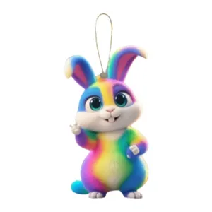 Pasen regenboog schattig konijn acryl hangend ornament voor auto decoratie en vakantie.