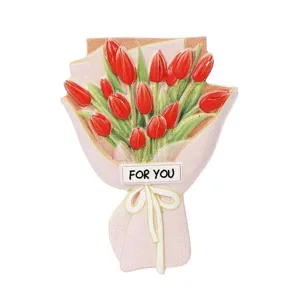 Tulip bouquet car air vent clip decorative accessory, cute red floral gift for vehicle