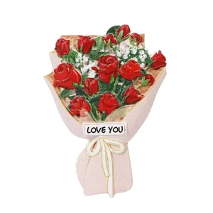Cute rose bouquet car air freshener vent clip, romantic red floral interior decoration.