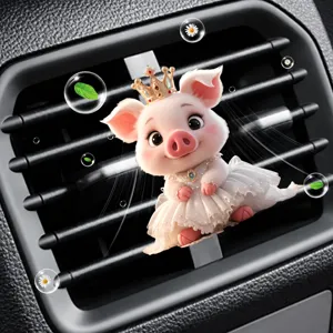 Niedliches Cartoon-Schwein Auto-Lueftungsclip Detailansicht, Acryl Dekorationsartikel.