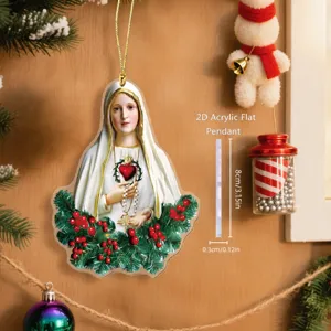 2D acrylic flat pendant Christmas Virgin Mary wreath car hanging decoration ornament gift