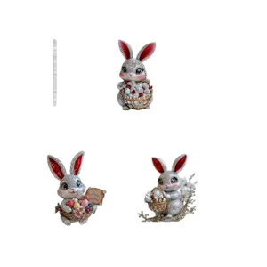 Ostern Kristall Strass Hase Figur Set süße dekorative Tier Kaninchen Ornamente für Dekoration.