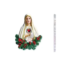 Flat acrylic Virgin Mary Christmas wreath car hanging pendant ornament festive gift.