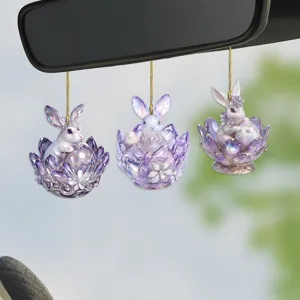 Osterhase Acryl Schlüsselanhänger Süß Lila Kristall Kaninchen Tasche Anhänger Feiertag Baum Dekoration Festliches Geschenk