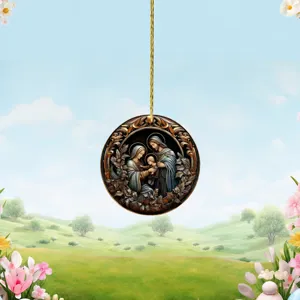 Acrylic Easter round hanging pendant religious art holy family decorative gift item