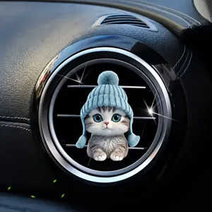 Schattige Kat Auto Luchtrooster Clip Acryl Aromatherapie Ornament Cartoon Dier Auto Interieur Luchtuitlaat Decoratie