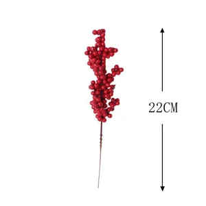 Christmas artificial red berry branch foam holly berries for wreath floral DIY craft 22cm