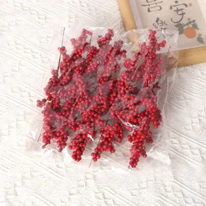 Artificial red berries stems for Christmas wreath DIY and holiday home decoration supplies.