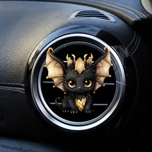 Clip d'Aromathérapie pour Grille d'Aération de Voiture Dragon Noir Mignon Acrylique Plat Cartoon Décoration Intérieure de Voiture Accessoires