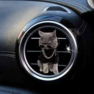 Acrylic Cool Cat Car Air Vent Aromatherapy Clip Cute Sunglasses Chain Auto Perfume Diffuser Interior Decorative Accessories