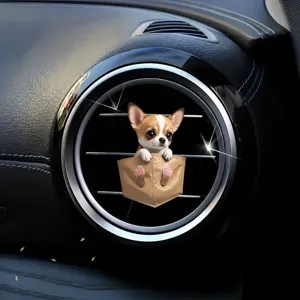 Mignon Chihuahua Clip D'Aération Voiture Acrylique Chiot Aromathérapie Accessoire