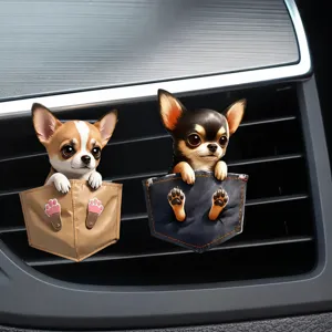 Clip de Ventilation de Voiture Chihuahua Mignon Chiot Acrylique Aromathérapie Accessoires de Parfum de Décoration Intérieure de Voiture