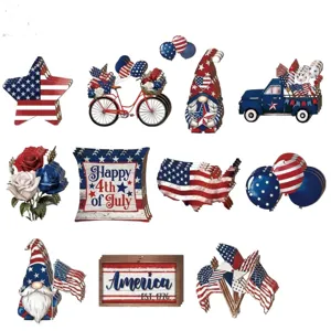 4. Juli Holzhaengendekoration patriotisch rot weiss blau Party Dekoration Ornament Set