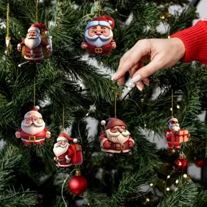 Acryl Kerstman Kerstboom Hangend Ornament Schattig Cadeau Cartoon Platte Hanger Xmas Huis Feest Decoratie