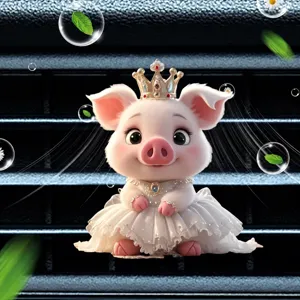 Niedliches Prinzessin Schwein Auto Lüftungsschlitz Clip Flach Acryl Cartoon Charakter Aromatherapie Clip Innenraum Dekorative Ornament