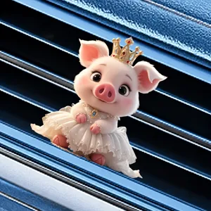 Süßer Cartoon Prinzessin Schwein Auto Lüftungsclip, Acryl flaches Design, Autodekoration.