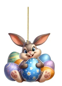 Easter bunny acrylic car hanging ornament cute egg theme pendant decorative accessory for bag