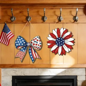 Independence Day Wooden Hanging Sign American Flag Bald Eagle Wall Decor Patriotic Festive Wooden Craft For Home Party