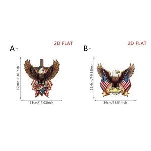 Independence day wooden hanging plaque detail showing dual variants, eagle and flag art.