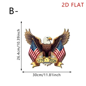 Independence Day wooden hanging plaque with bald eagle and American flag design for wall decor.