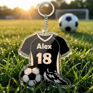 Acryl 2D Fussball Trikot Schluesselanhaenger mit Alex 18 Text, Sport Tasche Geschenk.