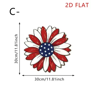 Independence Day wooden hanging sign patriotic sunflower wall decor craft size 30cm