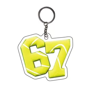 Acrylic number 67 tennis ball keychain pendant cute bag accessory car mirror hanging decor
