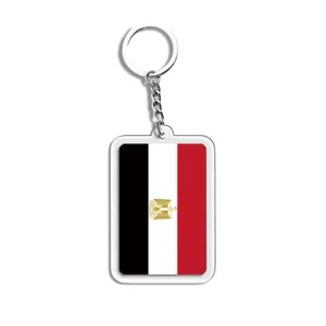 Egyptische vlag acryl sleutelhanger metalen ring 2D plat souvenir nationaal embleem hanger