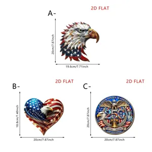 Independence Day wooden hanging plaque, patriotic bald eagle and flag wall decor.