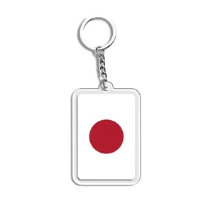 Acryl Japan vlag sleutelhanger, 2D plat hangend accessoire, duurzame metalen ring.