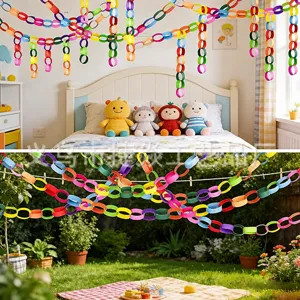 Bunte Papierketten Girlande Detail für lebendige Party und Geburtstag Hintergrund Dekoration.