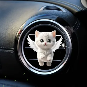 Schattige engel kat auto luchtrooster clip acryl plat ornament auto aromatherapie