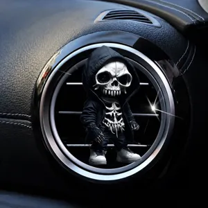 Acryl schedel auto ventilatieopening clip ornament, cool hoodie skelet auto interieur decoratie.