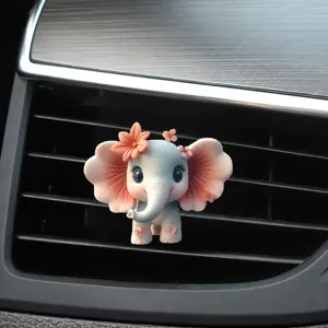 Detail olifant auto luchtrooster clip, creatieve bloem aromatherapie decoratie voor auto.