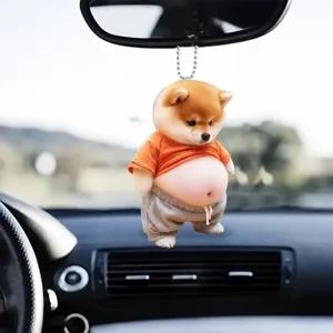 Niedlicher dicker Shiba Inu Auto Rückspiegel Acryl Anhänger lustige Innendekoration