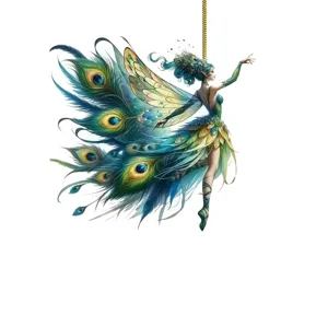 Acrylic Peacock Angel Christmas Hanging Ornament Tree Window Car Bag Pendant Festive Holiday Decoration