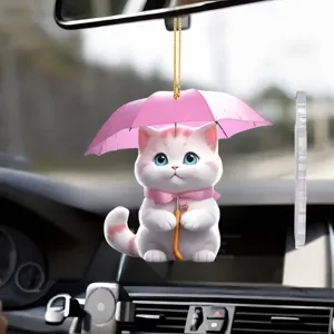 Colgante de Animal de Navidad de Acrílico Lindo Gato Perro Conejo Adorno Colgante Espejo Retrovisor de Coche Decoración Regalo de Árbol de Navidad