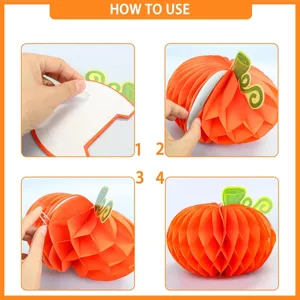 Halloween Ringraziamento Zucca Palla A Nido D'Ape Ornamento Sospeso 3D Carta Pieghevole Decorazione Festa Forniture