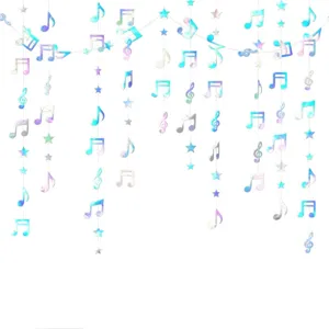 Music Theme Party Hanging Garland Holographic Black Note Star Streamers Birthday Party Ceiling Decoration Backdrop Props