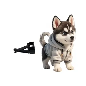 Lindo cachorro de husky clip de ventilación para auto adorno, sudadera gris decoración interior.