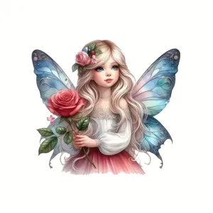 Porte-clés fée ange rose en acrylique avec ailes de papillon bleues pendentif de voiture