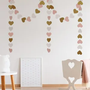 Heart paper garland wedding birthday party hanging decoration pink gold glitter wall decor backdrop.