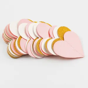 Pink white gold glitter heart paper garland for wedding birthday party decor hanging backdrop