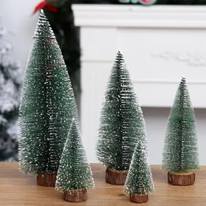 Mini Arbre de Noël Décoration de Bureau Aiguille de Pin Neige Artificielle Cèdre Petit Arbre pour Maison Fête De Vacances Décoration