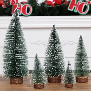 Set mini arbres de Noel tinsel givre de table bureau fetes de fin d'annee decoration