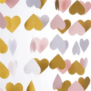 Heart paper garland detail for wedding birthday party hanging decoration backdrop display.